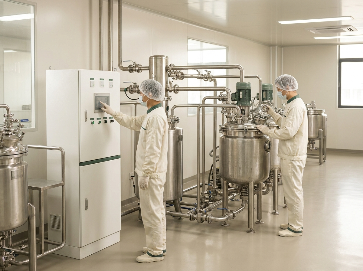 Cosmetics formula production mixing line