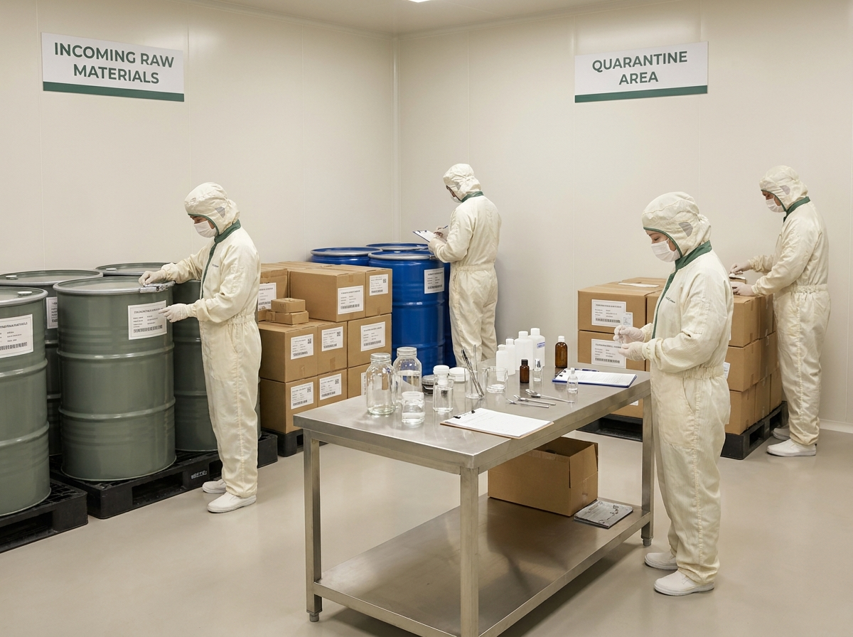 Raw material inspection and quarantine area